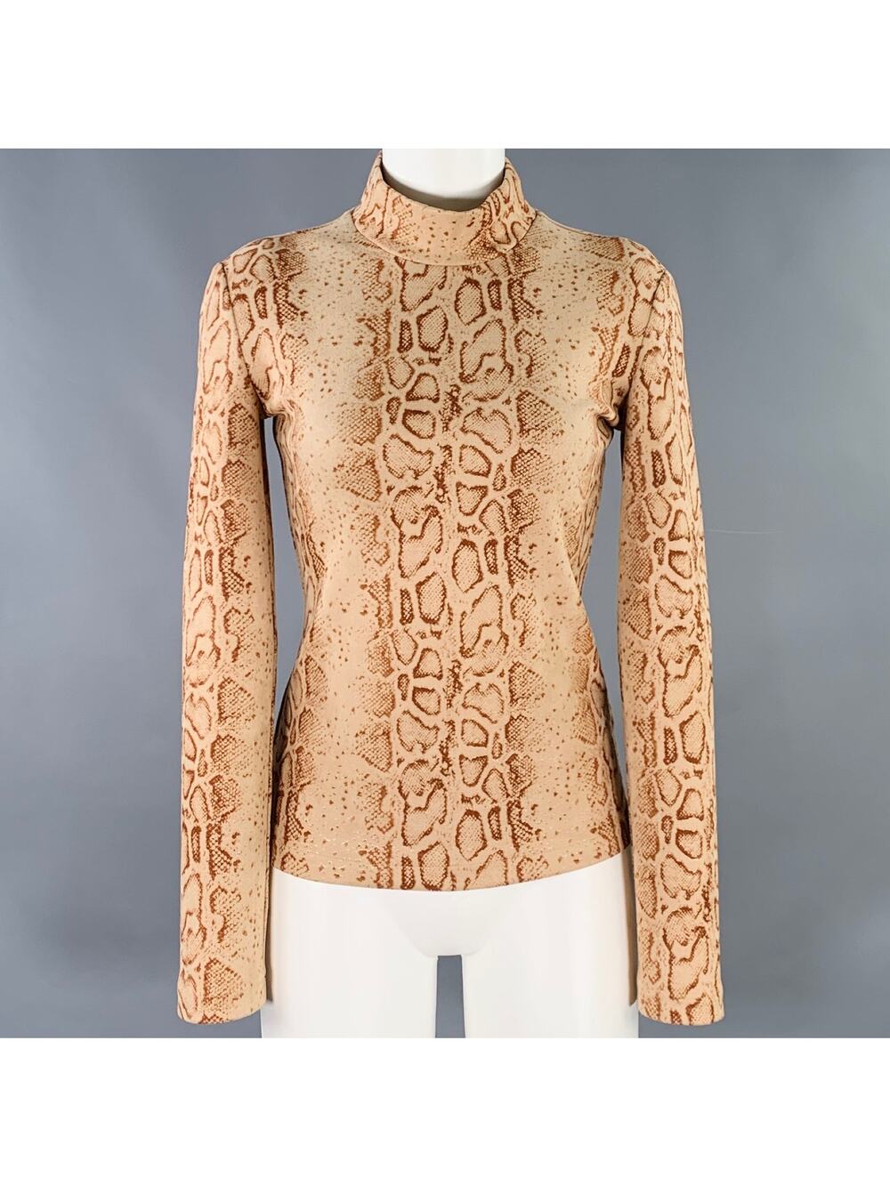STAND STUDIO Size XS Tan Brown Polyester Blend Snakeskin Print Casual Top